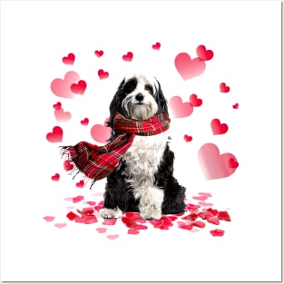 Tibetan Terrier Hearts Love Happy Valentine's Day Posters and Art